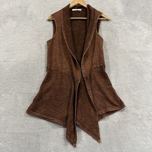 Testimony LA Open Front Cardigan Vest Women S Brown Hippie Fashion Indie